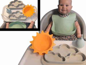 Chipi Nature -10pc Set - (1) Sun Bowl, (2) Cloud Plates, (1) 3-in-1 Rain Drop, (2) Bibs, (2) Tethers